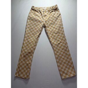 Kids Pacsun Checkerboard Flare Jeans Size 14 Beige Tan Cotton‎ Casual